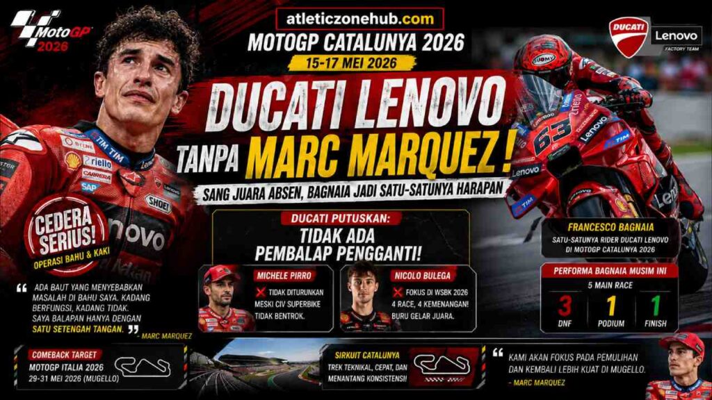 Ducati Lenovo Hadapi MotoGP Catalunya 2026 Tanpa Marc Marquez