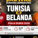 Jadwal Siaran Langsung Tunisia vs Belanda di Piala Dunia 2026