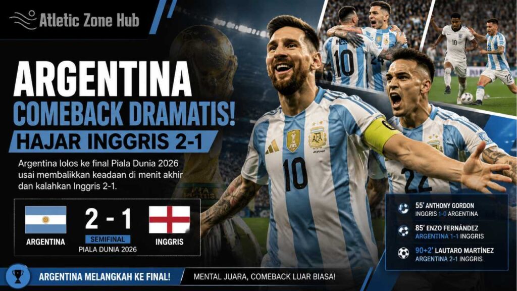 Hasil Piala Dunia 2026: Argentina Comeback Dramatis Hajar Inggris 2-1