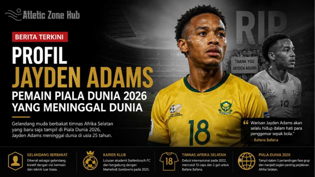 Profil Jayden Adams, Pemain Piala Dunia 2026 yang Meninggal Dunia di Usia 25 Tahun