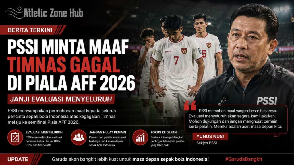 PSSI Minta Maaf Timnas Gagal di Piala AFF, Evaluasi Menyeluruh Disiapkan