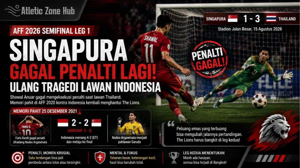 Singapura Gagal Penalti Lagi, Memori Pahit Lawan Indonesia Kembali Terulang