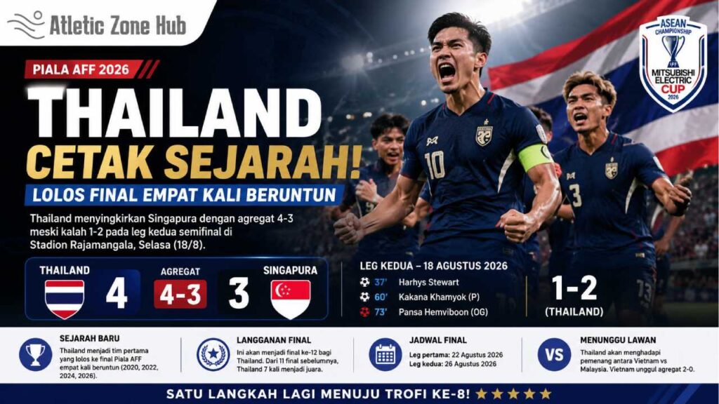 Thailand Cetak Sejarah di Piala AFF usai Singkirkan Singapura