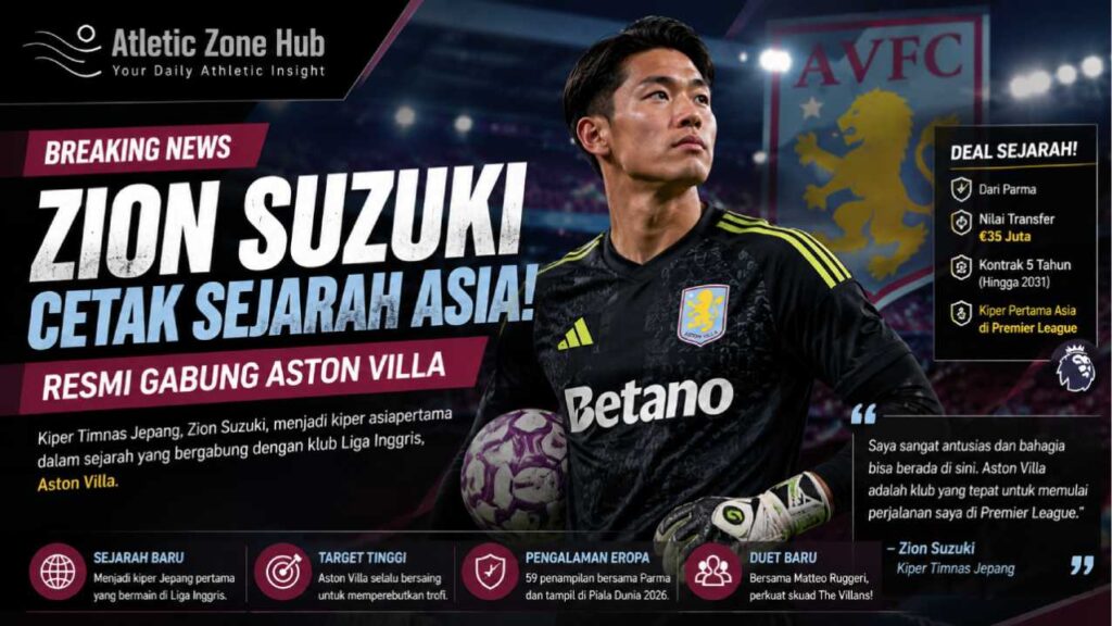 Zion Suzuki Cetak Sejarah Asia usai Resmi Gabung Aston Villa