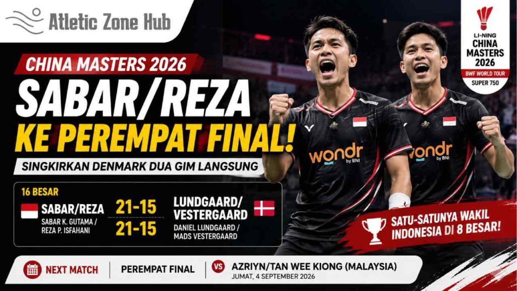Hasil China Masters: Singkirkan Denmark, Sabar/Reza ke Perempat Final