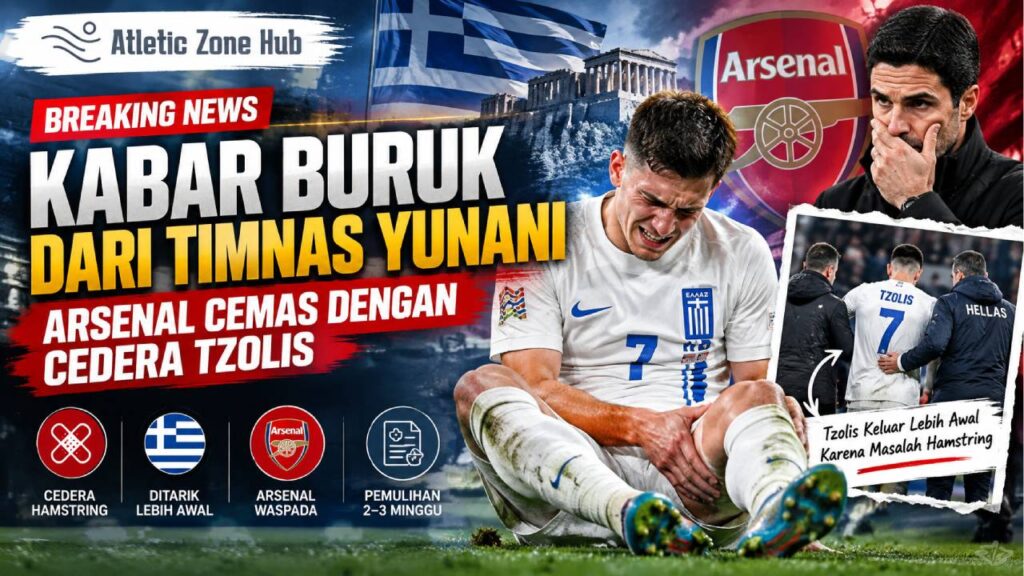 Kabar Buruk dari Timnas Yunani, Arsenal Cemas dengan Cedera Tzolis